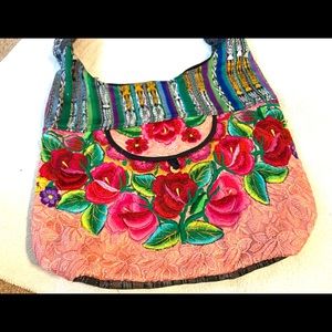 Embroidered cross body purse